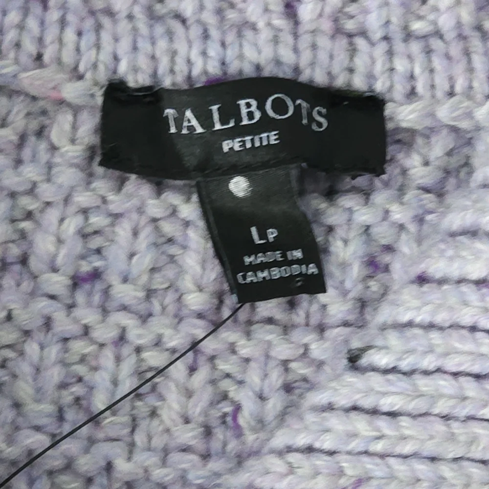 Talbots Petite LP Lavender Zip Cardigan Waffle Knit Quiet Luxury Old Money Cotta